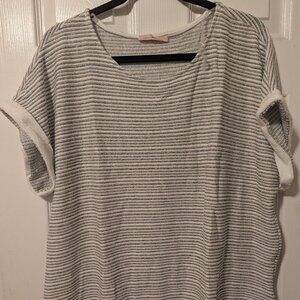 Ces Femme Striped Knit Short Sleeve Top 2x